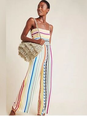 NWT FArm Rio x Anthropologie Ellie Smocked Jumpsuit